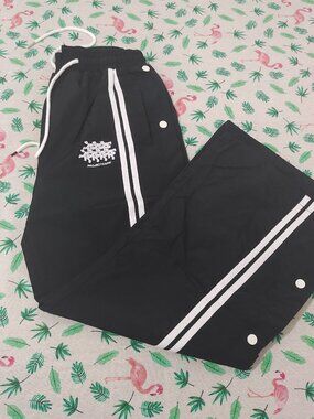 Grailz Black Track Pants With Side Button Closure